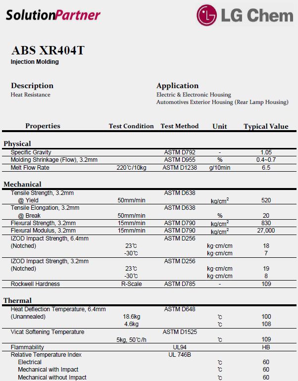 韓國LG ABS XR404T物性表(英文)
